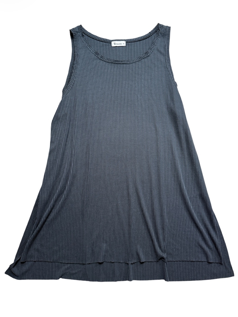 Vernacular Charcoal Grey Ribbed‎ Sleeveless Trapeze Top M Clean Girl Coastal
